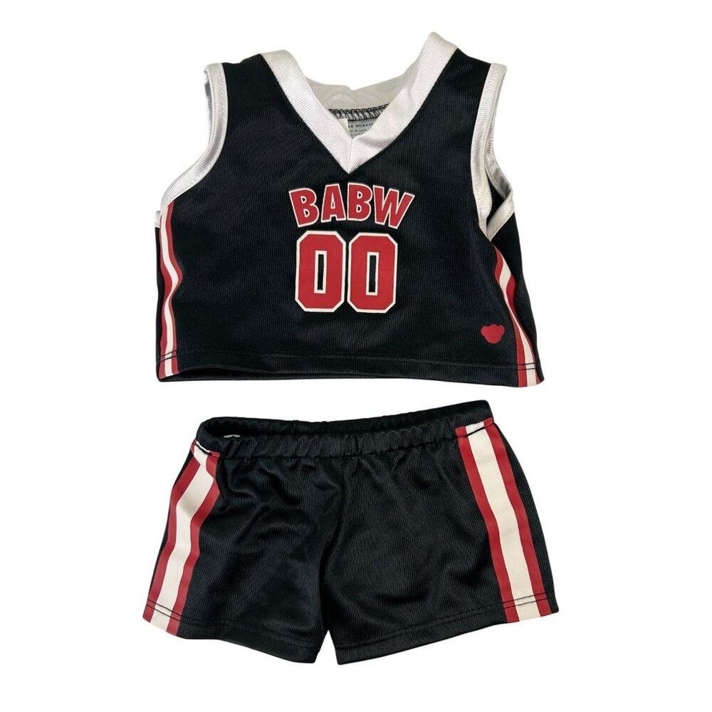 Build-a-Bear Basketball Uniform Outfit Black Red 2022 Sporty 2 piece Set
